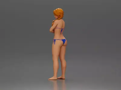 Woman in Posing Thoughtfully with Hand on Her Chin 3D print model