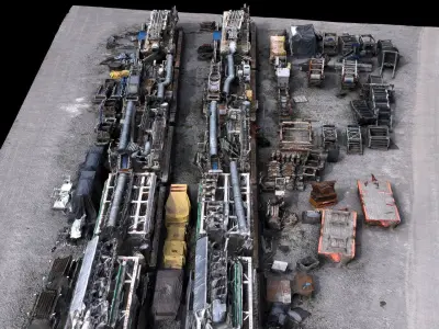 construction-site machinery scrapyard terrain photogrammetry Low-poly 3D model