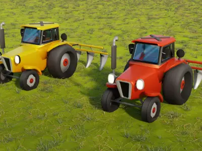 Tractor 3D model Low-poly 3D model
