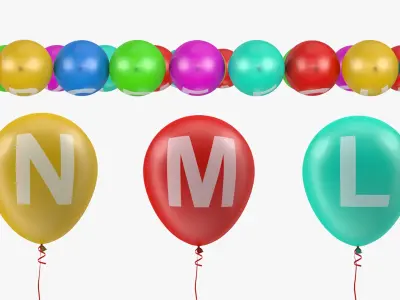 Alphabet Balloons with Ribbons 3D model