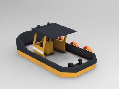 Low Poly Boat bulldozer Low-poly 3D model