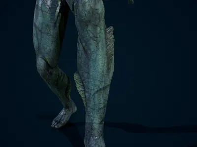 Fish people the deep ones Low-poly 3D model