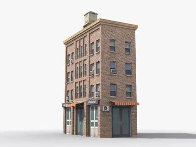 Apartment Building x14 Low-poly 3D model