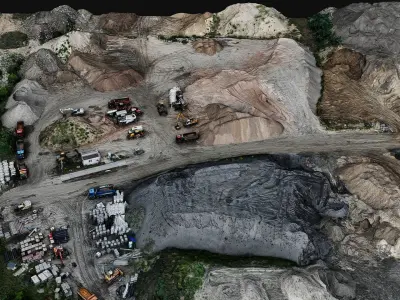 construction site machinery storage area PBR photogrammetry Low-poly 3D model