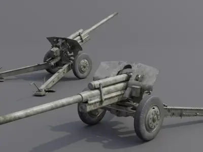 107 mm divisional gun M1940 M-60 Field Gun  Low-poly 3D model