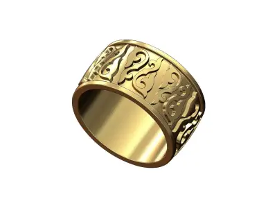 Floral scroll engraving cigar band US sizes 8 9 10 3D print model