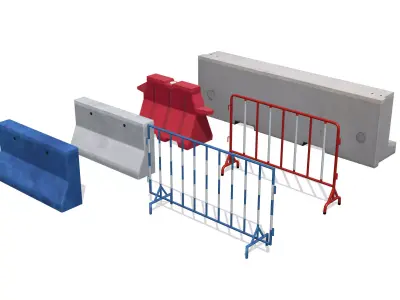 TRAFFIC BARRIERS PACK - Low Polygon - Low-poly 3D model
