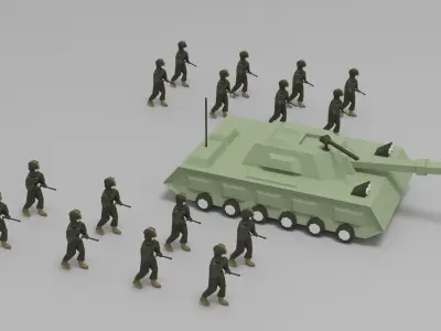 Army low poly Low-poly 3D model
