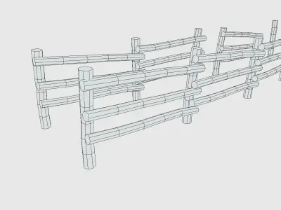 Log Fence assets Low-poly 3D model