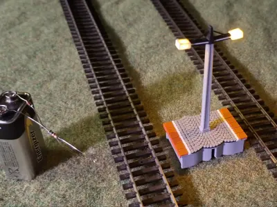 Double Edge Platform Light Poles Module 1-87 FDM color 3D print model