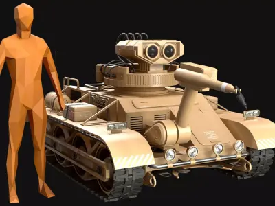 Robot Concept-3-Desert-Clean Low-poly 3D model