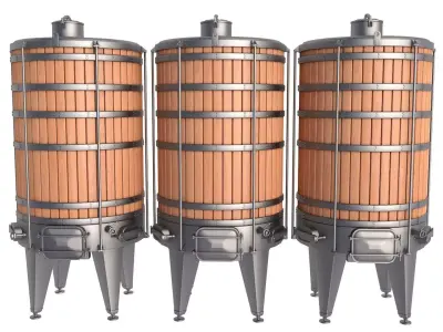 wooden wine fermenting barrel 3D model