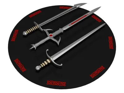 Medieval 3 Swords 3D model