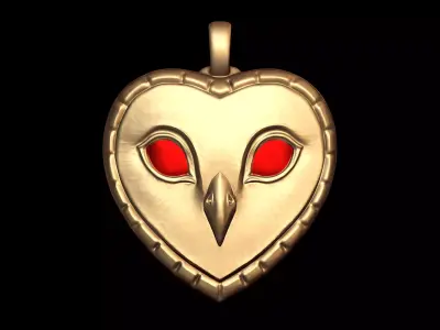 Owl Charm Heart Pendant 3D print model