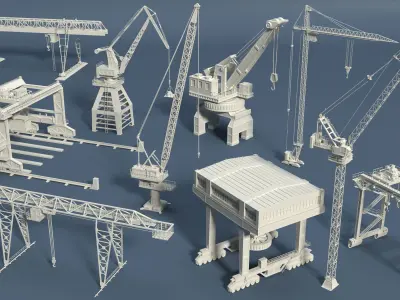 Cranes - Low Poly - 10 pieces Low-poly 3D model