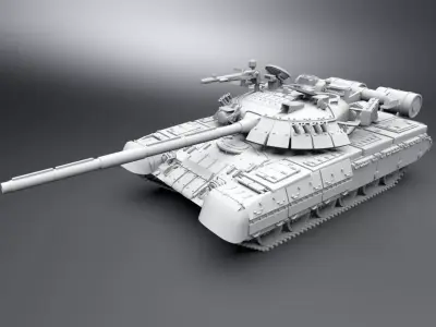 T80U Tank scale model 3D print model