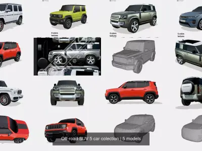 Off-road SUV 5 car colection 3D Model Pack