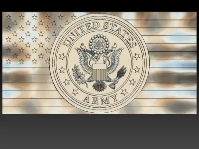 USA United States Flag and Army Eagle 1 3D STL Model 3D model