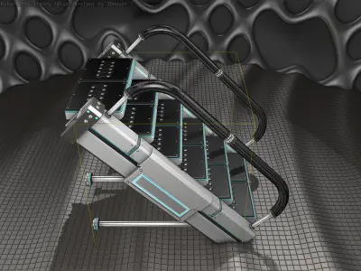 Sci-Fi Stairs - 5 - Silver Blue Neon Light Version  Low-poly 3D model