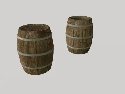 Wooden barrels Low-poly 3D model purchase