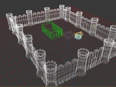 3D Castle Model in desert Free low-poly 3D model