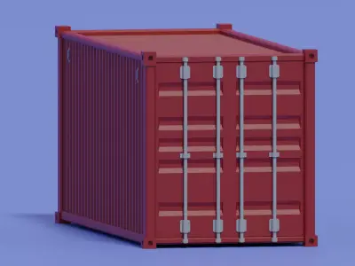 Cartoon Cargo Container Low-poly 3D model