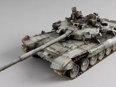 Russian T-90 tank destroyed by Ukrainian army  3D model buy
