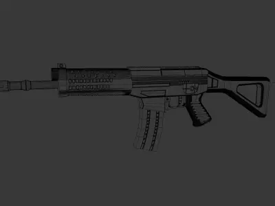 Assault Rifle Rigged 3D model
