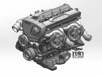Printable Nissan GTR Engine RB26DETT RB26 3D print model