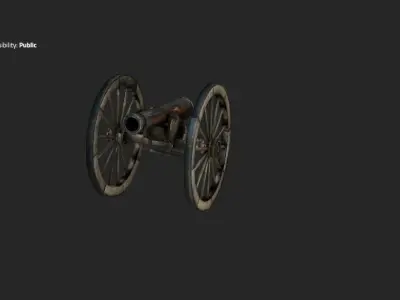 Field Artillery Gun Low-poly 3D model