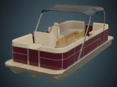 Pontoon Boat 1A Low-poly 3D model