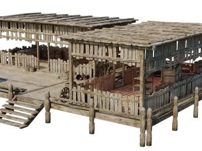 Old Wooden Storage Building 4K Textures GameReady 84 Low-poly 3D model