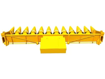 Yellow Combine Threshing 2 3D model