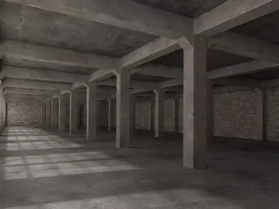 Old warehouse Low-poly 3D model 2