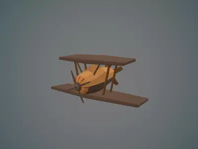 Airplane cartoon - 04 Low-poly 3D model