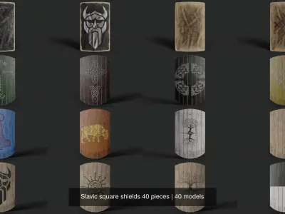 Slavic square shields 40 pieces 3D Model Pack
