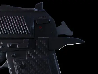 High Poly and Low Poly - Pistol Caliber 50 AE Low-poly 3D model