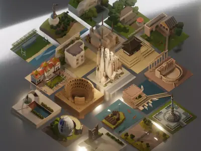 Landmarks of the world S part 2 to T Low-poly 3D model
