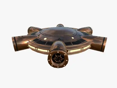Alien Spaceship UFO J06 Copper - Sci Fi Spacecraft Design Low-poly 3D model