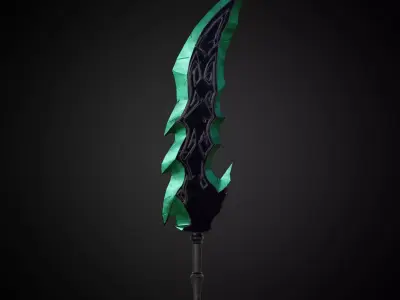 Wounded Sword Emerald Green Low-poly 3D model
