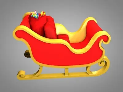 Santa sleigh Low-poly 3D model get