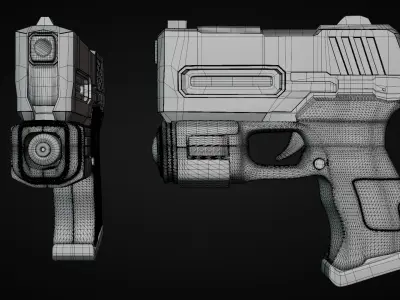 Sci-Fi Laser Pistol PBR Game Ready 3D Model Low-poly 3D model