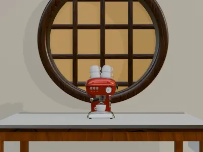 Retro Coffee Machine Low-poly 3D model