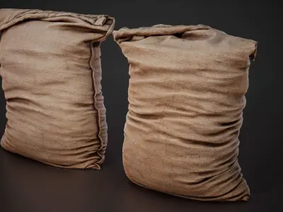 Realistic old burlap bag 04 photo scan Low-poly 3D model