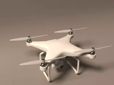 Realistic drone flying in air - Low-poly 3D model