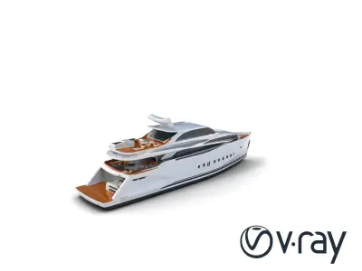 Floating Skybridge Yacht model pack with elevated observation... Low-poly 3D model