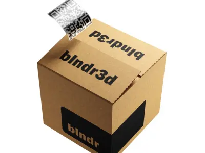 Cardboard Box Low-poly 3D model 2