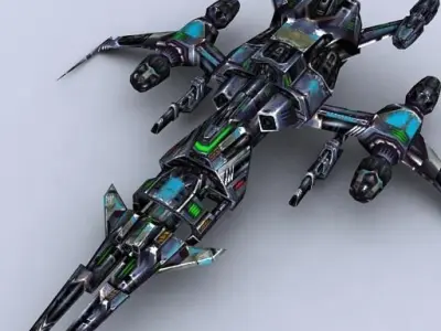 Sci-Fi Space Fighters Fleet Low-poly 3D model