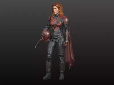 Galactic Huntress Figurine Mandalorian Inspired Collectible  3D print model