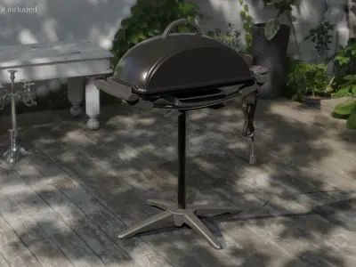 Dome Lid Electric BBQ Grill Black 3D model